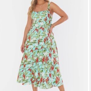 Show Me Your Mimi Spicy Pepper Prim Midi Dress Medium